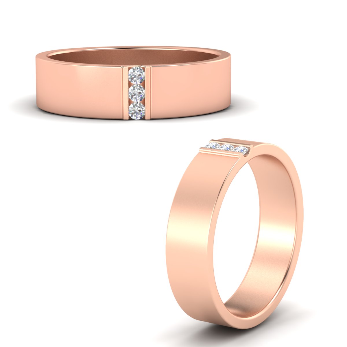 3 Stone Mens Flat Gemstone Band Fascinating Diamonds