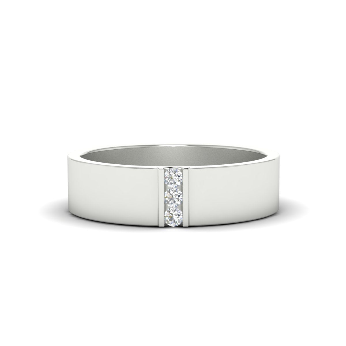 3 Stone Mens Flat Gemstone Band Fascinating Diamonds