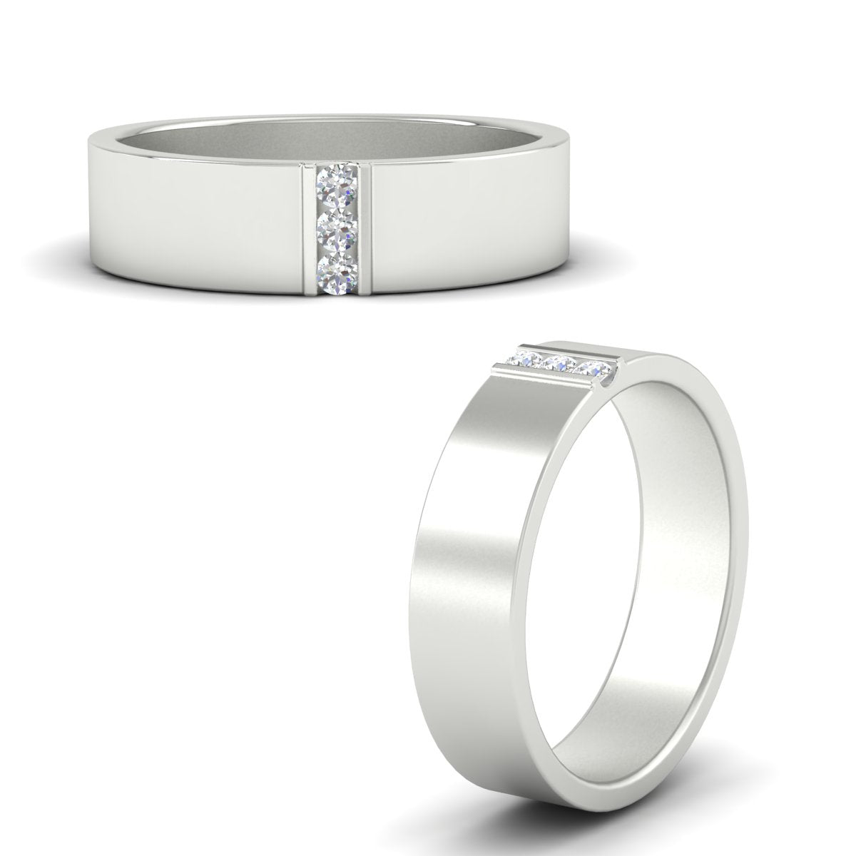 3 Stone Mens Flat Gemstone Band Fascinating Diamonds