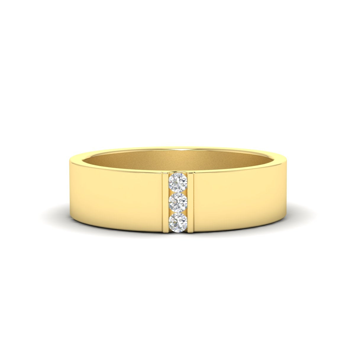 3 Stone Mens Flat Gemstone Band Fascinating Diamonds