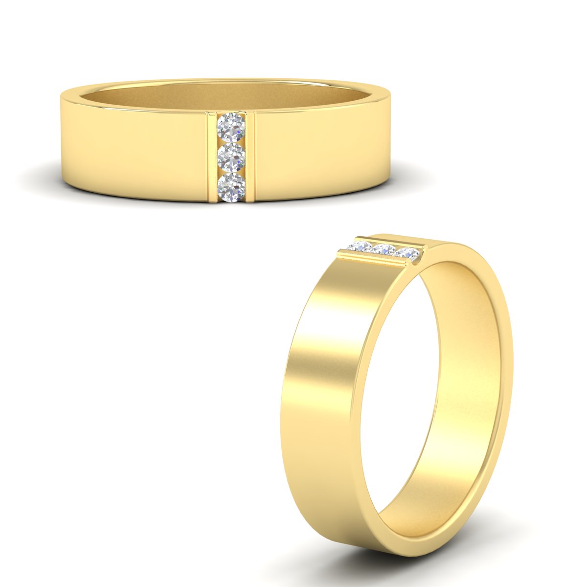 3 Stone Mens Flat Gemstone Band Fascinating Diamonds