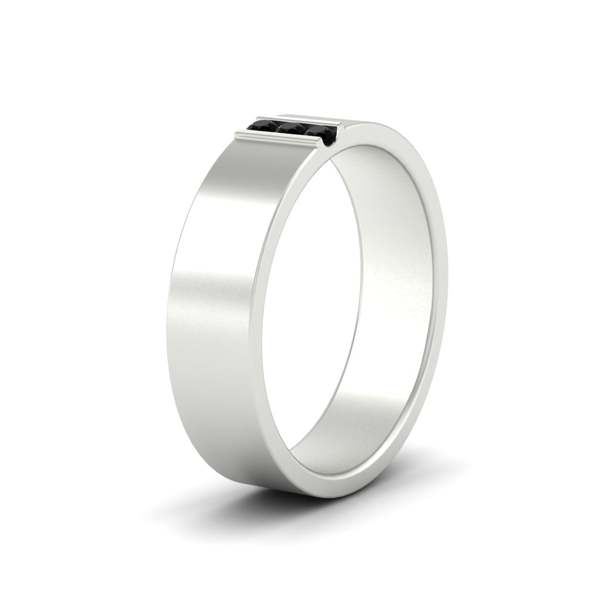 3 Stone Mens Flat Gemstone Band Fascinating Diamonds