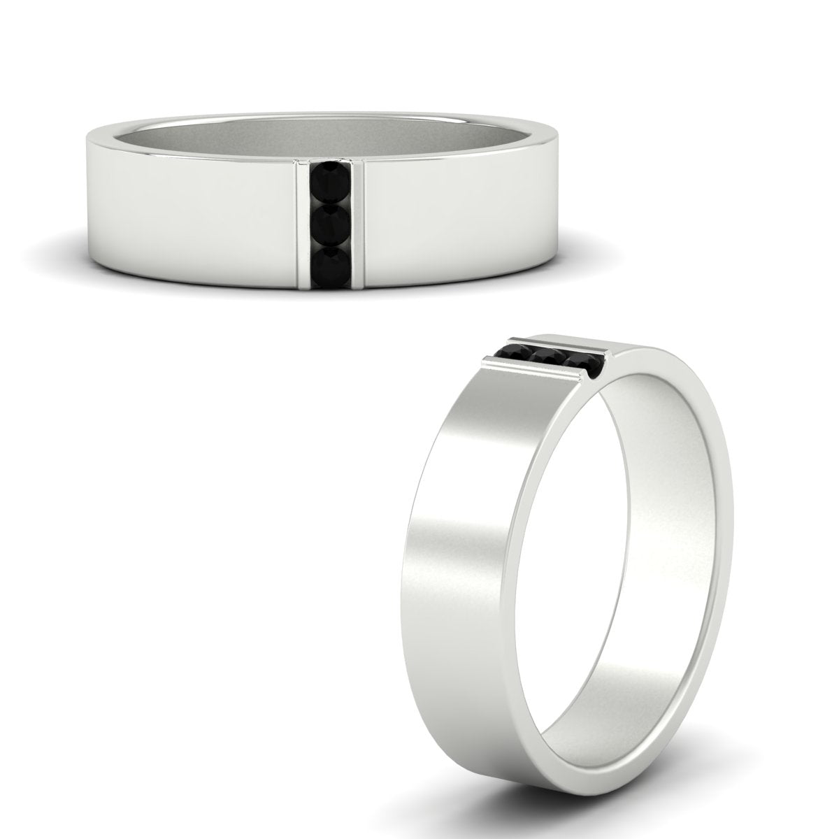 3 Stone Mens Flat Gemstone Band Fascinating Diamonds