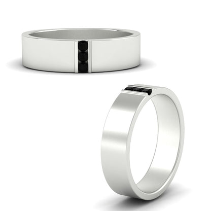 3 Stone Mens Flat Gemstone Band Fascinating Diamonds