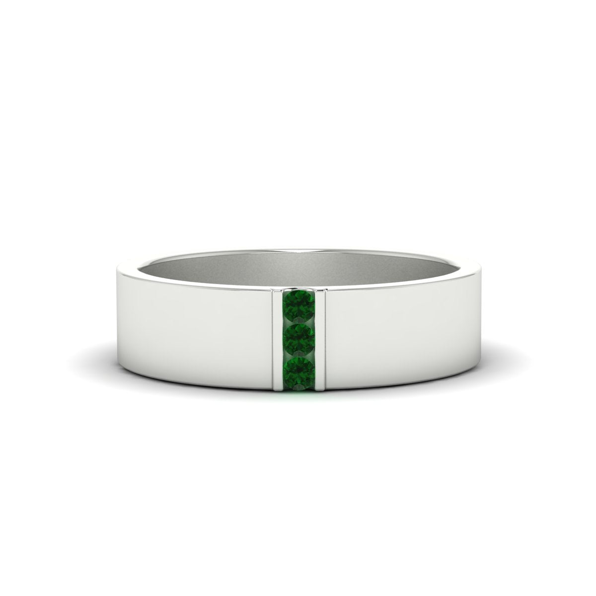 3 Stone Mens Flat Gemstone Band Fascinating Diamonds