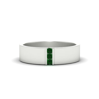 3 Stone Mens Flat Gemstone Band Fascinating Diamonds