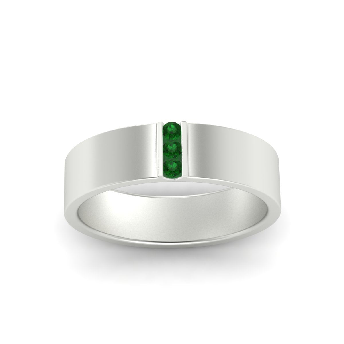 3 Stone Mens Flat Gemstone Band Fascinating Diamonds