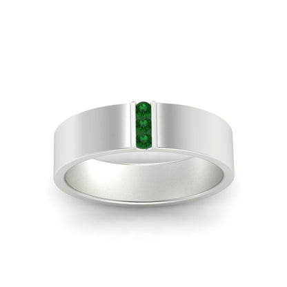 3 Stone Mens Flat Gemstone Band Fascinating Diamonds