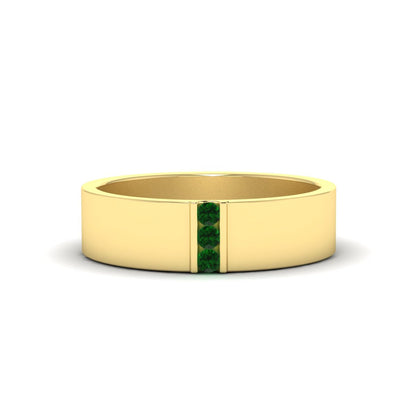 3 Stone Mens Flat Gemstone Band Fascinating Diamonds
