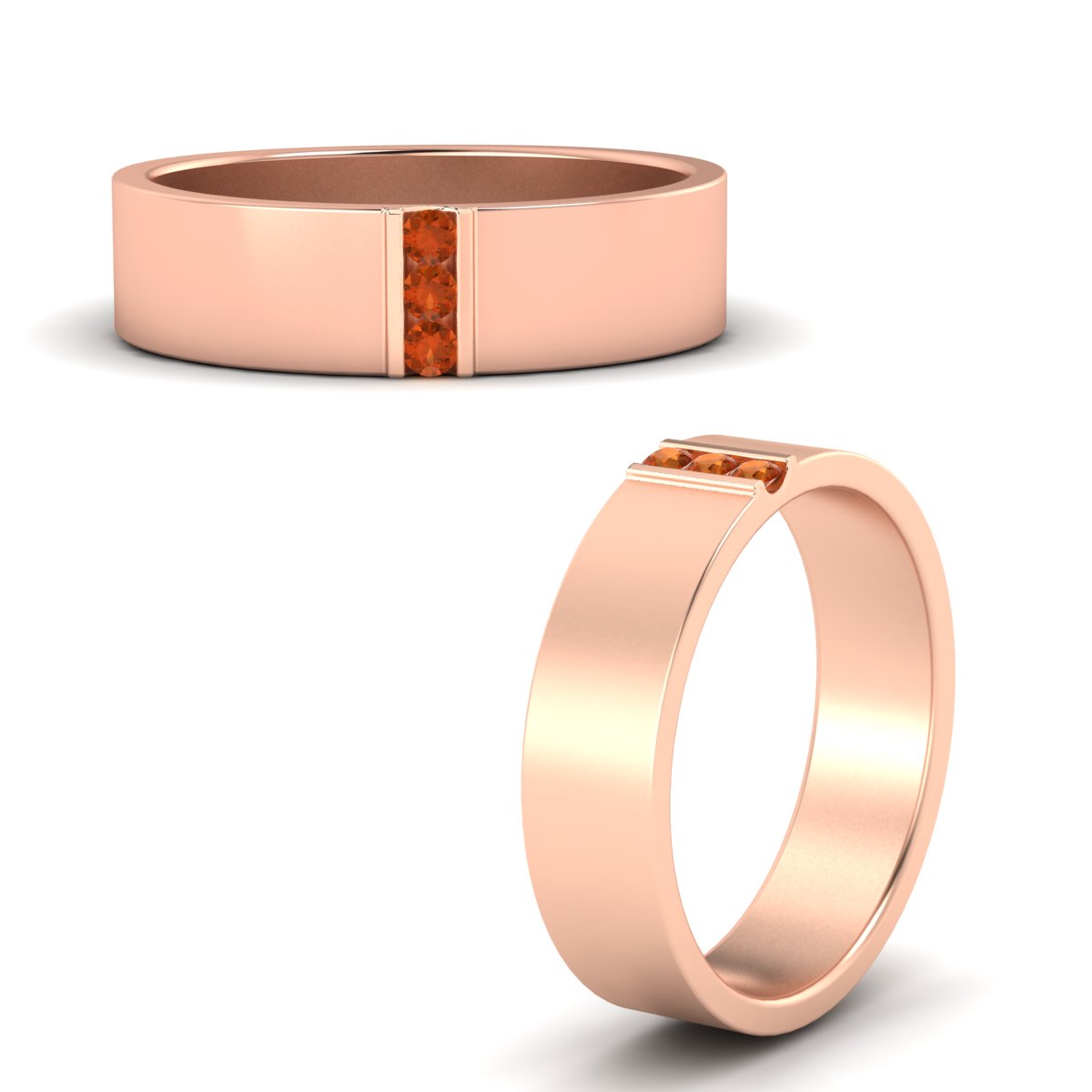 3 Stone Mens Flat Gemstone Band Fascinating Diamonds