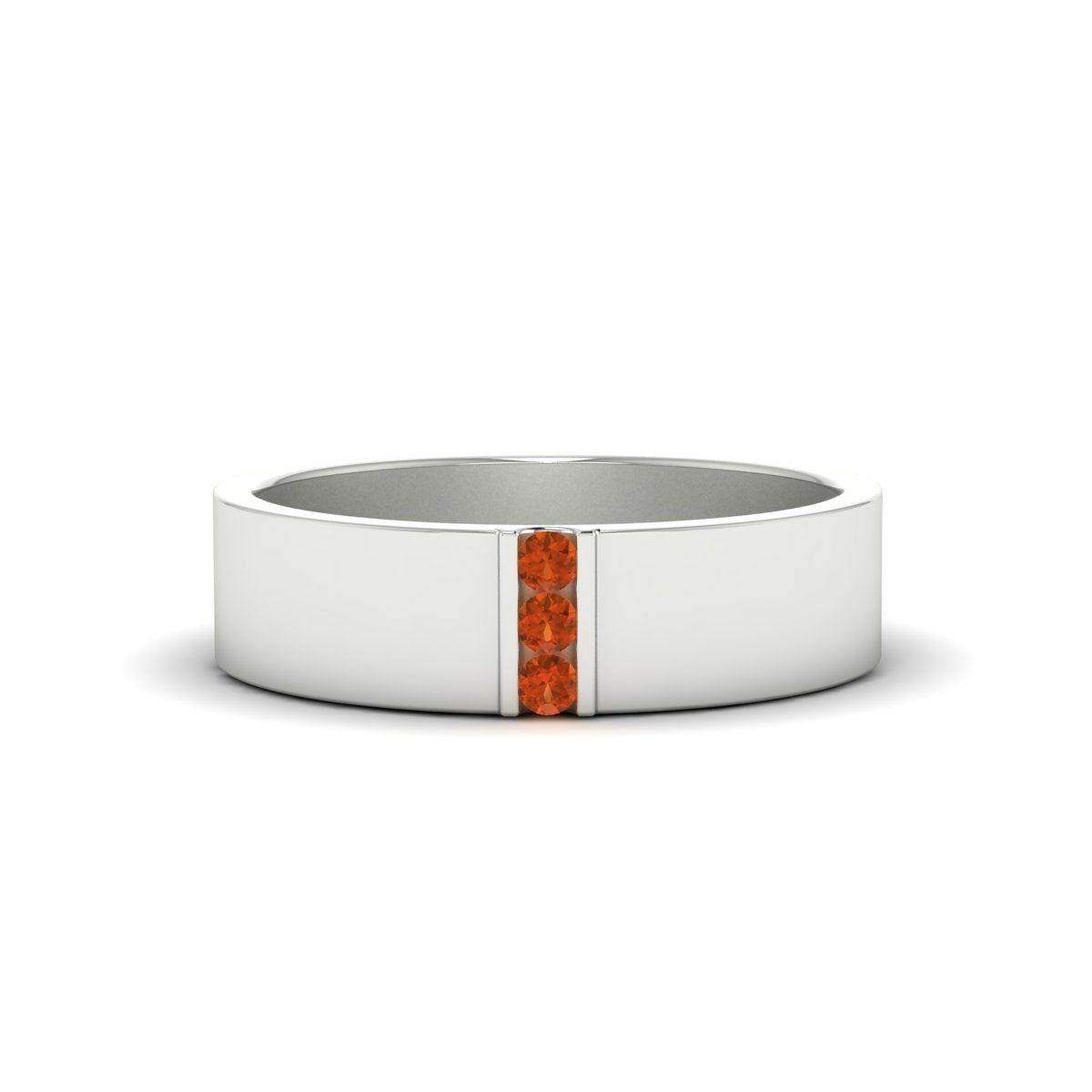 3 Stone Mens Flat Gemstone Band Fascinating Diamonds
