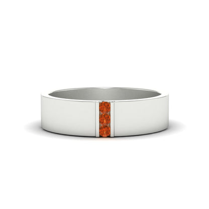 3 Stone Mens Flat Gemstone Band Fascinating Diamonds