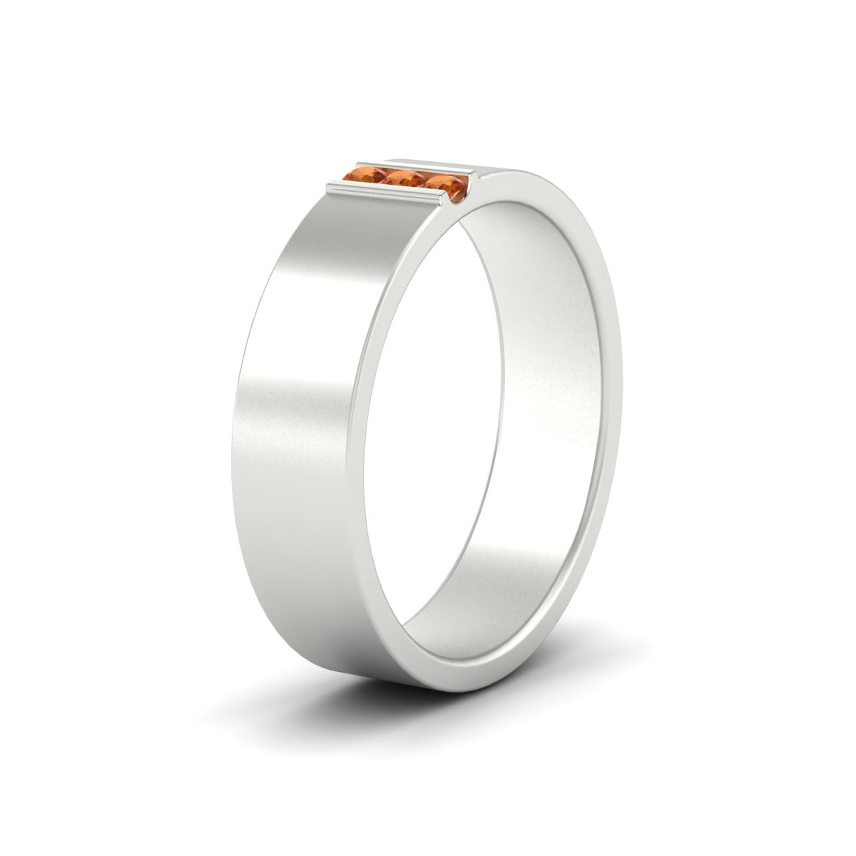 3 Stone Mens Flat Gemstone Band Fascinating Diamonds