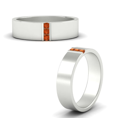 3 Stone Mens Flat Gemstone Band Fascinating Diamonds