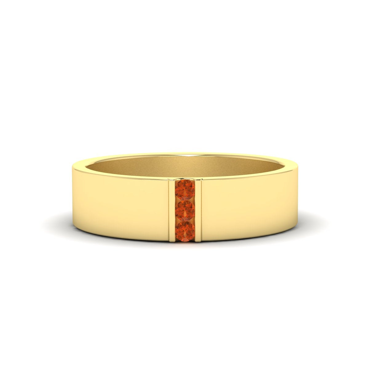 3 Stone Mens Flat Gemstone Band Fascinating Diamonds
