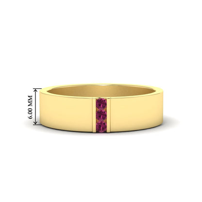 3 Stone Mens Flat Gemstone Band Fascinating Diamonds