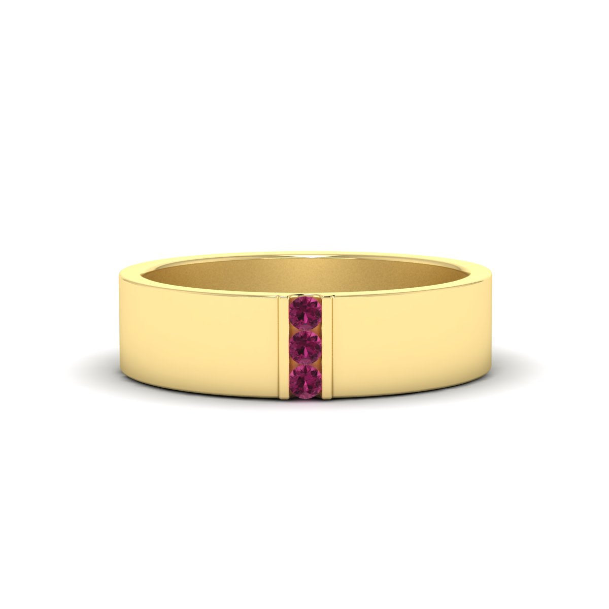 3 Stone Mens Flat Gemstone Band Fascinating Diamonds
