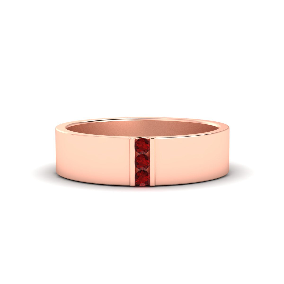 3 Stone Mens Flat Gemstone Band Fascinating Diamonds