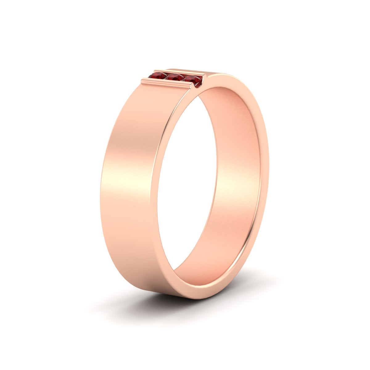 3 Stone Mens Flat Gemstone Band Fascinating Diamonds