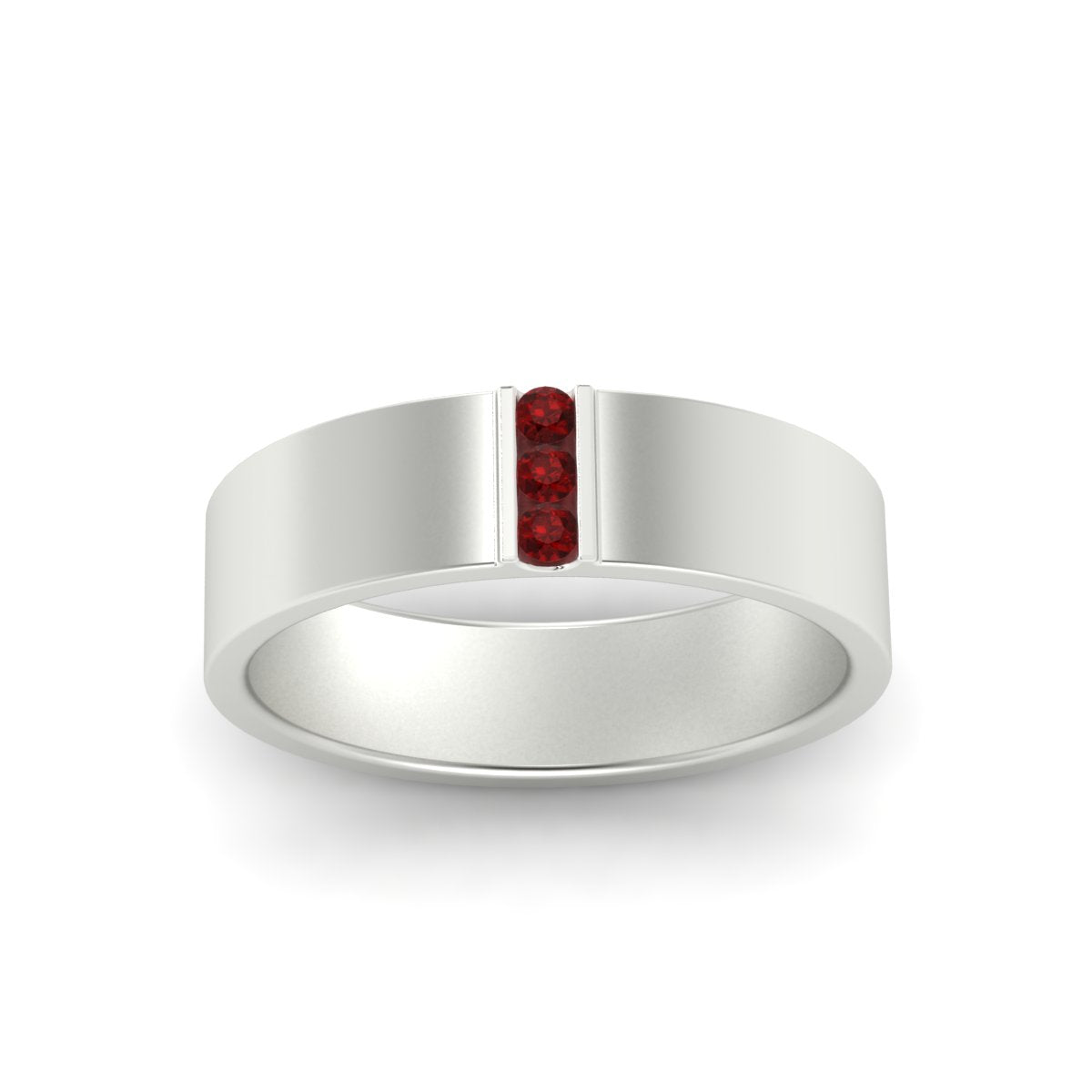 3 Stone Mens Flat Gemstone Band Fascinating Diamonds