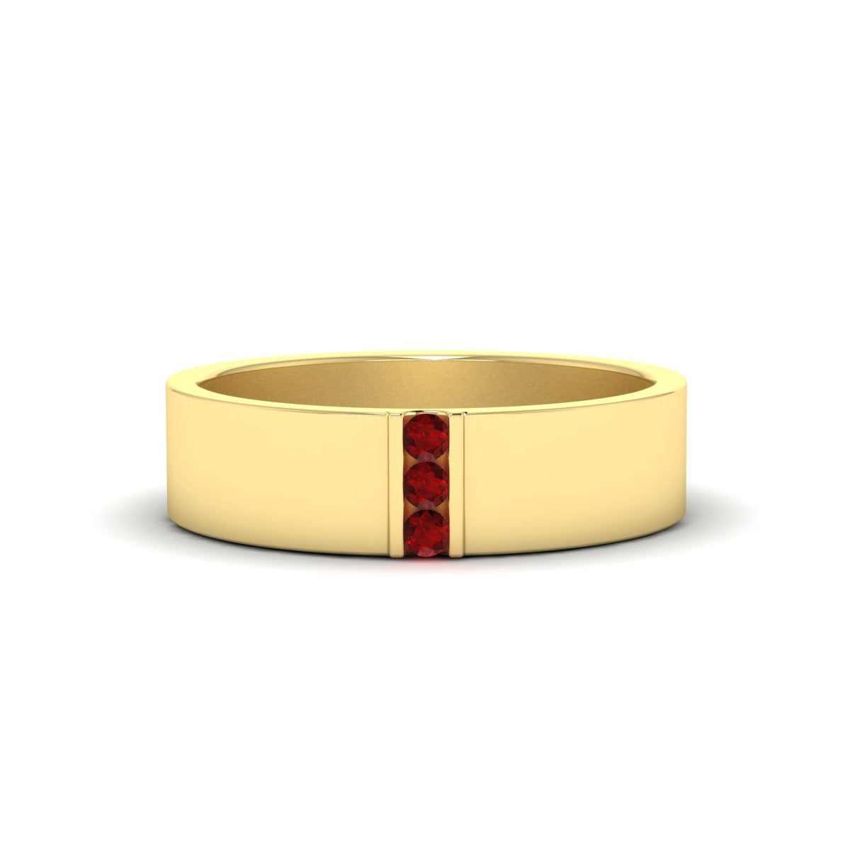 3 Stone Mens Flat Gemstone Band Fascinating Diamonds