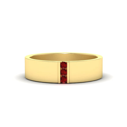 3 Stone Mens Flat Gemstone Band Fascinating Diamonds
