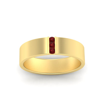 3 Stone Mens Flat Gemstone Band Fascinating Diamonds