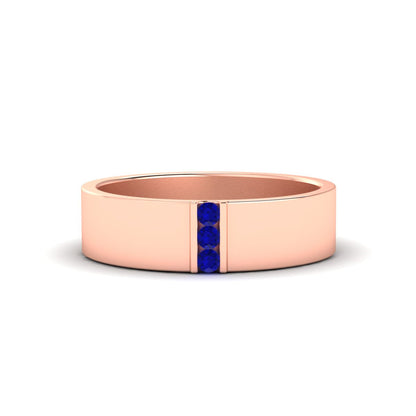 3 Stone Mens Flat Gemstone Band Fascinating Diamonds