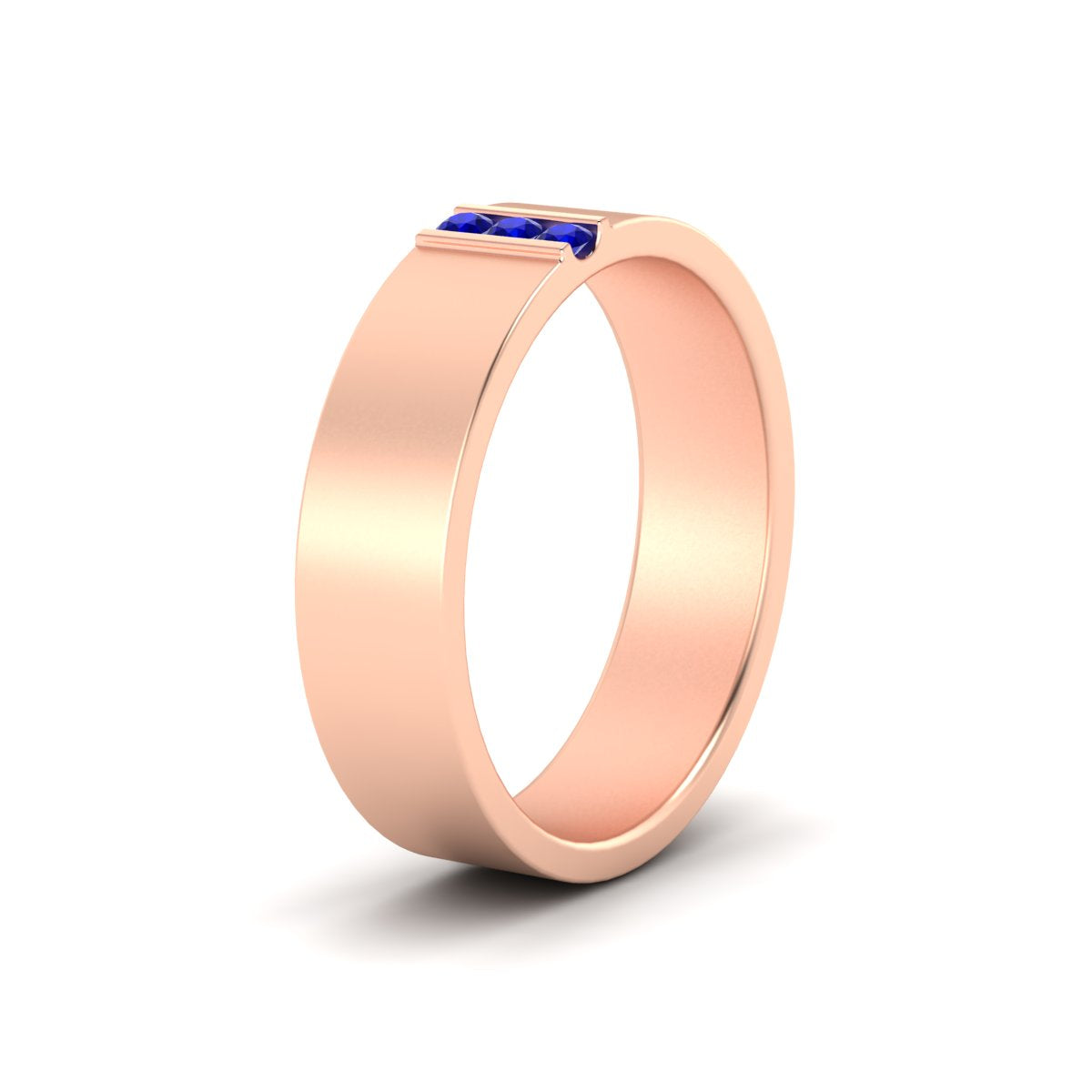 3 Stone Mens Flat Gemstone Band Fascinating Diamonds