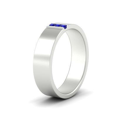 3 Stone Mens Flat Gemstone Band Fascinating Diamonds