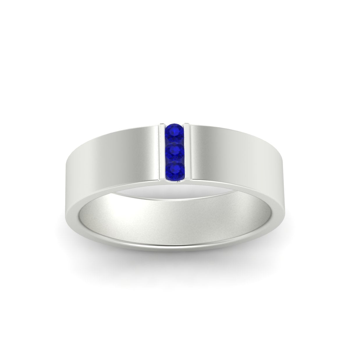 3 Stone Mens Flat Gemstone Band Fascinating Diamonds