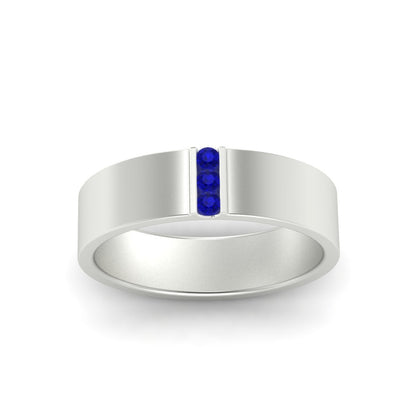 3 Stone Mens Flat Gemstone Band Fascinating Diamonds