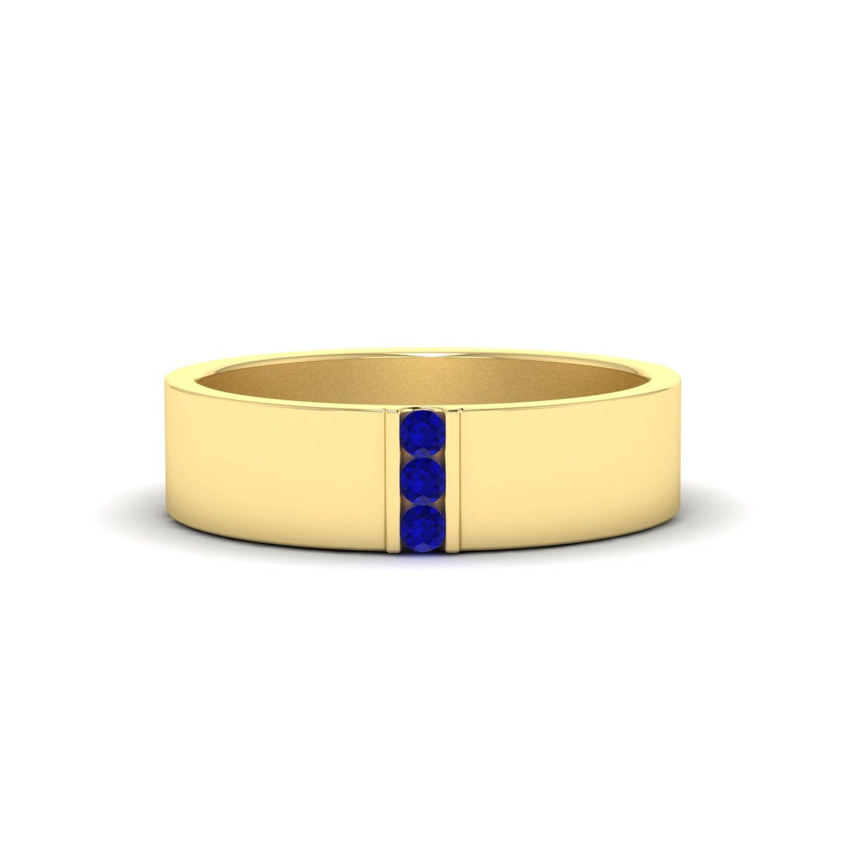 3 Stone Mens Flat Gemstone Band Fascinating Diamonds