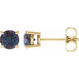 14K Yellow 5 mm Lab-Grown Alexandrite Earrings Ethereal Legacy Boutiques