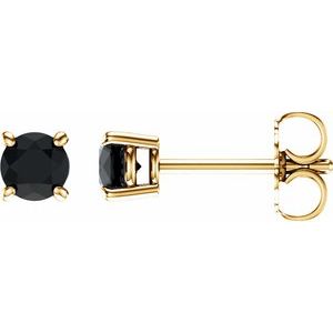 14K Yellow 4 mm Natural Black Onyx Earrings Ethereal Legacy Boutiques