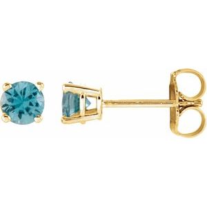 14K Yellow 4 mm Natural Blue Zircon Earrings Ethereal Legacy Boutiques