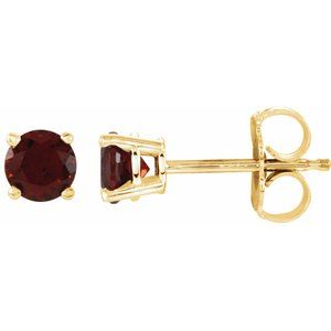 14K Yellow 4 mm Natural Mozambique Garnet Earrings Ethereal Legacy Boutiques