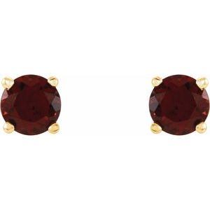 14K Yellow 4 mm Natural Mozambique Garnet Earrings Ethereal Legacy Boutiques