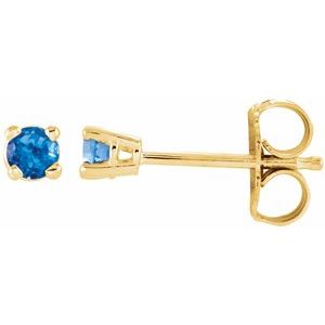 14K Yellow 2.5 mm Natural Swiss Blue Topaz Earrings Ethereal Legacy Boutiques