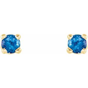 14K Yellow 2.5 mm Natural Swiss Blue Topaz Earrings Ethereal Legacy Boutiques