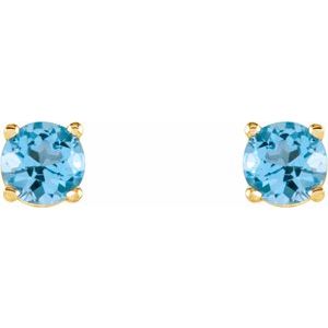14K Yellow 2.5 mm Natural Sky Blue Topaz Earrings Ethereal Legacy Boutiques