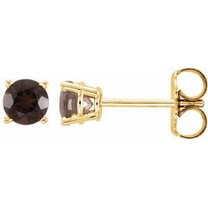 14K Yellow 4 mm Natural Smoky Quartz Earrings Ethereal Legacy Boutiques