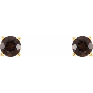 14K Yellow 4 mm Natural Smoky Quartz Earrings Ethereal Legacy Boutiques