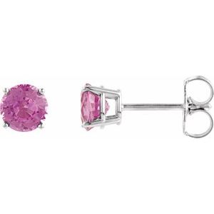 14K White 4 mm Natural Pink Tourmaline Earrings Ethereal Legacy Boutiques