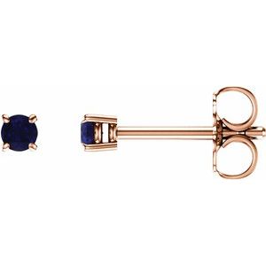 14K Rose 2.5 mm Natural Blue Sapphire Earrings Ethereal Legacy Boutiques