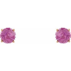 14K Rose 5 mm Natural Pink Sapphire Earrings Ethereal Legacy Boutiques