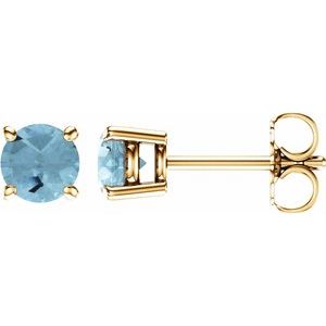 14K Yellow 5 mm Natural Aquamarine Earrings Ethereal Legacy Boutiques
