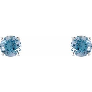 14K White 5 mm Natural Aquamarine Earrings Ethereal Legacy Boutiques