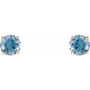 14K Yellow 5 mm Natural Aquamarine Earrings Ethereal Legacy Boutiques