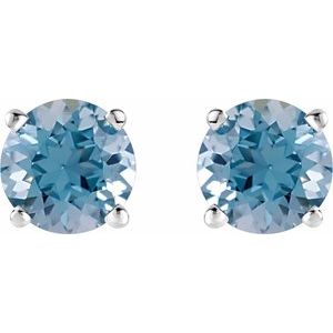 Sterling Silver 8 mm Lab-Grown Aqua Sapphire Earrings Ethereal Legacy Boutiques